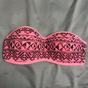 Pink Tribal Print Strapless Push-Up Bra